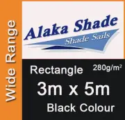 Extra Heavy Duty Shade Sail Black Rectangle 3x5m, 3m x 5m, 3 by 5m, 3 x 5m, 3x5