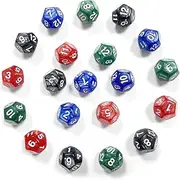 HAIKING 12 Sided Dice, 20 Pcs Random Colors Polyhedral Dice Set for Playing Games, Teaching (19mm/0.74in)
