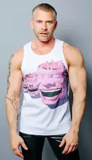 YUE MINJUN x Comme des Garçons 'Laughing Faces' Designer Tank Top L White *NWT*