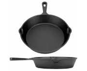 3PCS Cast Iron Skillet Fry Pan Pre Seasoned Oven Cooktop & BBQ Cookware Kitchen