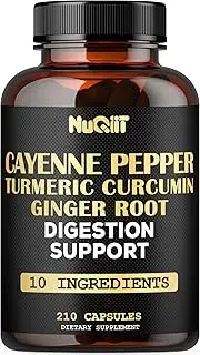 Extract 10:1 Cayenne Pepper Supplement with Turmeric Curcumin Root, Ginger Root, Ceylon Cinnamon Bark & More - Immune System, Joint Health & Digestive Health Support - 210 Capsules