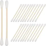 iplusmile 100 Pcs Bamboo Stick Sanitary Swab Pet Ear Cleaning Swabs Wood Cotton Swabs Cotton Swab Applicator Detail Cleaning Swabs Makeup Cotton Swabs Makeup Swabs Absorbent Cotton White