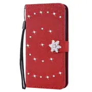 For Huawei P30 Pro Pressed Printing Sticking drill Pattern Horizontal Flip PU Leather Case with Holder & Card Slots & Wallet & & Lanyard(Red)
