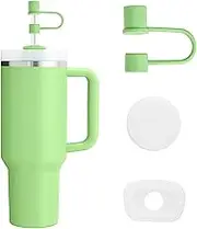 Green Silicone Straw Cover for Stanley Cup 2.0 40oz, 30oz, 20oz Straw Caps, Dust-Proof, Reusable, 10mm Straws, 3 Pack