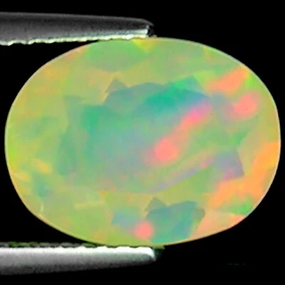 1.96 Ct Natural Ethiopian Faceted Opal Gemstone Multi Color Oval Faceted Cut