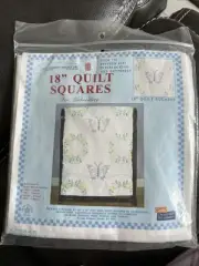 Jack Dempsey 6 Quilt Blocks Butterfly Stamped Cross Stitch 18" Sq P#347 ITEM#732