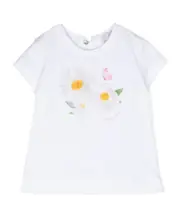 Monnalisa St. Flowers Crewneck T-Shirt 3M,12M White