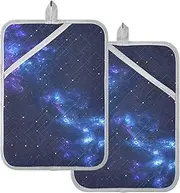 Pot Holder Heat Resistant Blue Purple Galaxy Potholders for Kitchens with Pockets Kitchen Hot Pads Oven Mitts 2 Pack