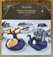 SPOOKY 3D CEMETERY Cookie Cutter Set HALLOWEEN 5 Pcs BASE CAT GRAVE PUMPKIN TREE