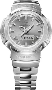 Casio Men's G-Shock Duo Full Metal Analog Digital Watch, Silver Dial, Silver Band