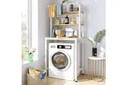 OZNALA Heavy Duty Metal 3-Tier Over Washing Machine Storage Rack Shelf Organizer Stand (White)