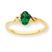 10k Yellow Gold Polished Geniune Emerald Birthstone Ring 10XBR134 Size 7
