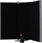 3-door Professional Studio Recording Microphone Isolation Shield Folding Pop Filter Microphone Wind Screen with High Density EVA Foam Sound Absorbing Recording Equipment Grey