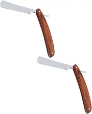 HONMEET 2Pcs Vintage Wood Handle Razor Beard Shaver for Home Use Ergonomic Design Resistant Present for Men