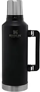 [STANLEY] Classic Legendary Vacuum Bottle 2.5 qt | Wide Mouth with Leakproof Cup Lid | Keep Drinks Hot or Cold | Packable for Travel | Insulated Stainless Steel Thermos | BPA-Free | Matte Black