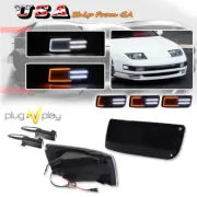 2X Smoked Switchback LED Front Signal Marker Lights For 90-96 Nissan 300ZX Z Z32 (for: Nissan)