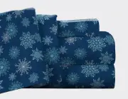 Flannel Deep Pocket Set with Oversized Flat Sheet, California King, Snow Flak...