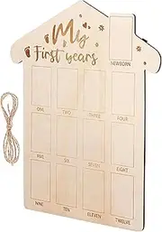1st Birthday Photo Display Board - 1st Birthday Photo Frame, First Grade Wooden Board Display Photo Banner, Favor Frame, Cute Baby Photo Holder, Decorative Toddler Wall Decor | Frames
