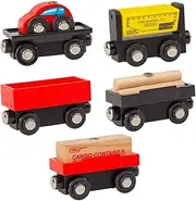 Orbrium Toys Cargo Train Car Set for Wooden Railway, 5-Piece