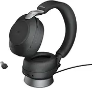 Jabra Evolve2 85 Wireless Stereo Headset + Charger Active Noise Cancelling USB C Booster Teams Cert Over Ear Bluetooth Headphones with Boom Mic Stunning Audio ClearVoice 4 Clear Calls 37hr Music Time