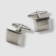 Kenneth Cole Reaction Men's Silver Square Brushed Metal Cufflinks