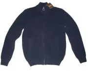 NWT Barbour New Tyne Men's Sz MED Knit Heavy Wool Navy Blue CARDIGAN Pocket Mock
