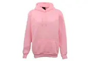 Adult Unisex Men's Basic Plain Hoodie Pullover Sweater Sweatshirt Jumper XS-8XL - Light Pink, XS