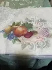 Trosseau Fruit 60 In X 104 In White Oval Tablecloth Vintage USA