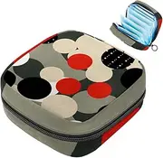 Period Bag,Sanitary Napkin Storage Bag,Black Red White Dots,Tampon Holder for Purse