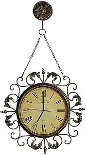 Outdoor Wall Clock Weatherproof, Metal Garden Ornaments Outdoor, Quartz Clock Roman Numerals European Style Retro Creativity