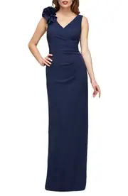 JS Collections Anais Sleeveless Column Gown in Deep Navy at Nordstrom, Size 2