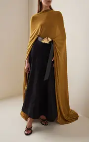 [Brandon Maxwell] The Mayowa Draped Sheer Crepe Top