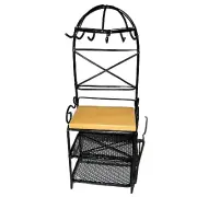 dollhouse miniature Backers Rack Metal Stand With Wood Cutting Board.