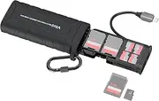 VRIG A0142 2-in-1 Memory Card Reader Storage Box High-Speed SD/TF Card Reader Carrying Case Shock-Proof with Type-C Plug Carabiner