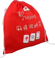 Mahjong Storage Bag Mahjong Holders Portable Mahjong Containers Drawstring Mahjong Tiles Mahjong Game Bags Storage Pouch Unique Mahjong Organizer Board Game Bags Red Cotton Linen