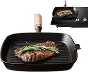 Steak Pan | Nonstick Square Grill Frying Cast Iron Pan | Ergonomic Heat Resistant Cooking Griddle, Multifunctional Kitchen Cookware Frying Pot for Sandwiches Burgers Bacon