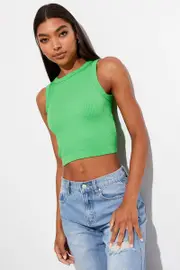 Green Seamless Rib Tank Top - Size S, Women's Tank