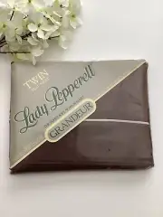 Lady Pepperell Grandeur Super Soft No Iron Twin Flat Sheet Brown Vintage NEW
