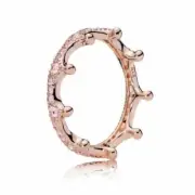 Authentic Pandora 14k Rose Gold Plated Pink Enchantment Crown Ring size 48 (4.5)