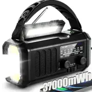 QAUYYW10000mAh/37000mWh Emergency Hand Crank Radio AM/FM with LED Flashlight ...
