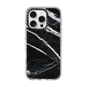 iPhone 16 Pro Clear Case MagSafe Compatible Black marble