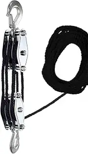 Pulley Hoist,2200 Lbs Breaking Strength Heavy Duty Rope Hoist | 50ft Ratchet Puller Hoists for Hunting Garage Warehouse Constructions