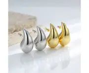 Three-dimensional water drop metal wind Earrings niche design ins Earrings unique high-end feeling temperament Earrings/Gun Black