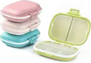 4 Pack Travel Pill Organizer, 8 Compartments Portable Pill Case, Small Pill Box for Pocket Purse Portable Medicine Vitamin Container