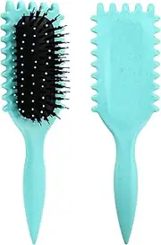 Professional Curling Brush for Curly Hair - Define Styling with Prongs, Soft and Gentle, Curly Hair Brush (Green)