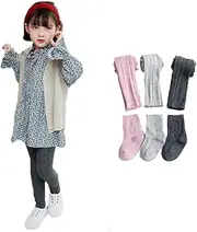 [XM-Amigo] 3Set Cotton Girls Tights Leggings Kids Pantyhose Print Stocking 0-7 Years (Split Type With Feet)