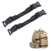 2 pcs Tactical MOLLE Straps with Buckle Clip Backpack Accessories Tools Black