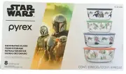 Pyrex 8-piece Decorated Glass Food Storage Set, The Mandalorian, Brand New