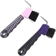 Generic 2pcs Horseshoe Brush Soft Grip Hoof Pick Hoof Pick Brushes Horse Hoof Cleaning Brush Cleaning Hoof Pick Portable Hoof Pick Horse Hair Brushes Horseshoe Hoof Pick Horse Brush Tpe