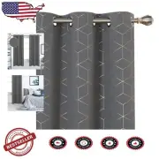 Elegant Diamond Pattern Blackout Curtains - Thermal Insulated 42x72 Light Grey